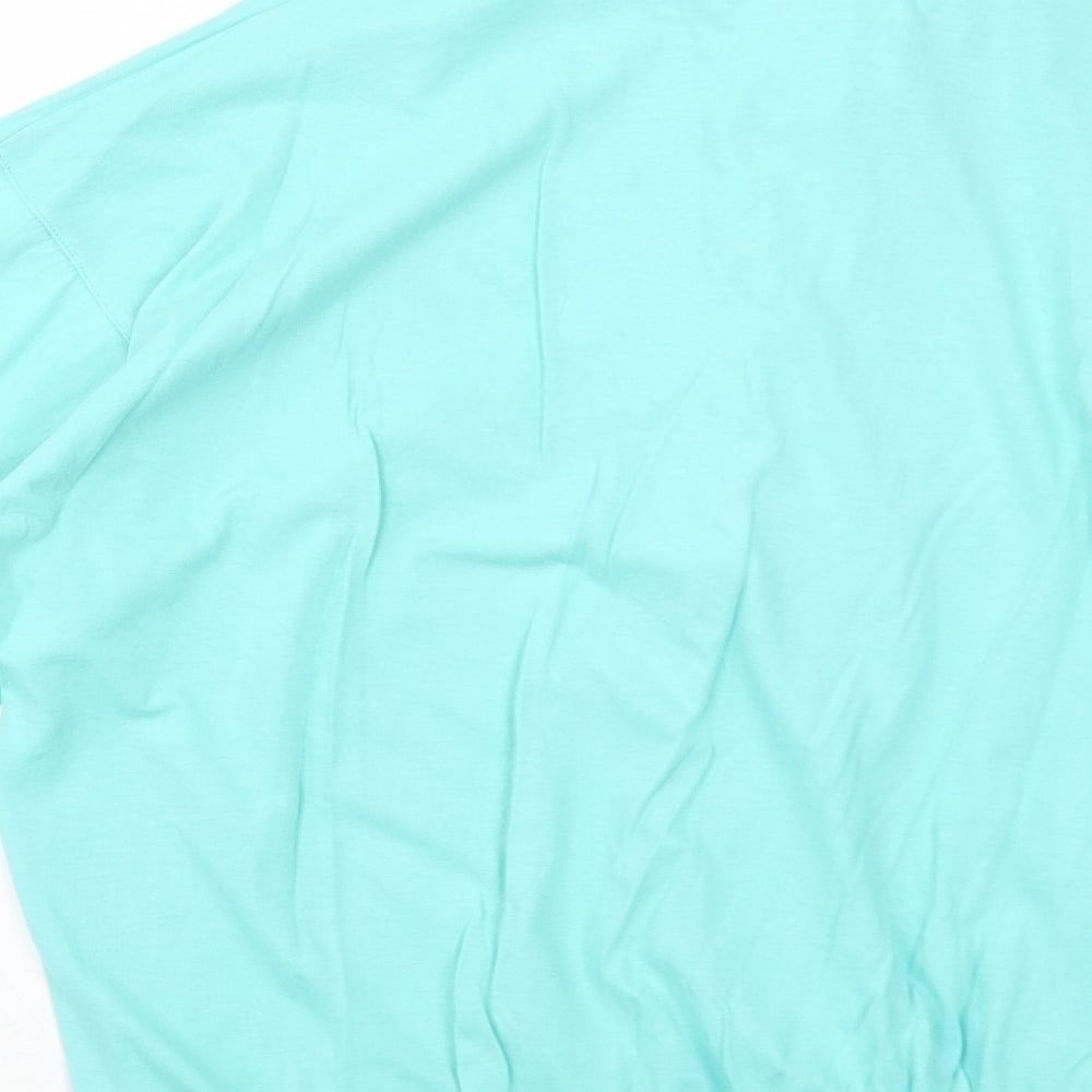 Capsule Womens Blue Cotton Basic T-Shirt Size 14 Collared