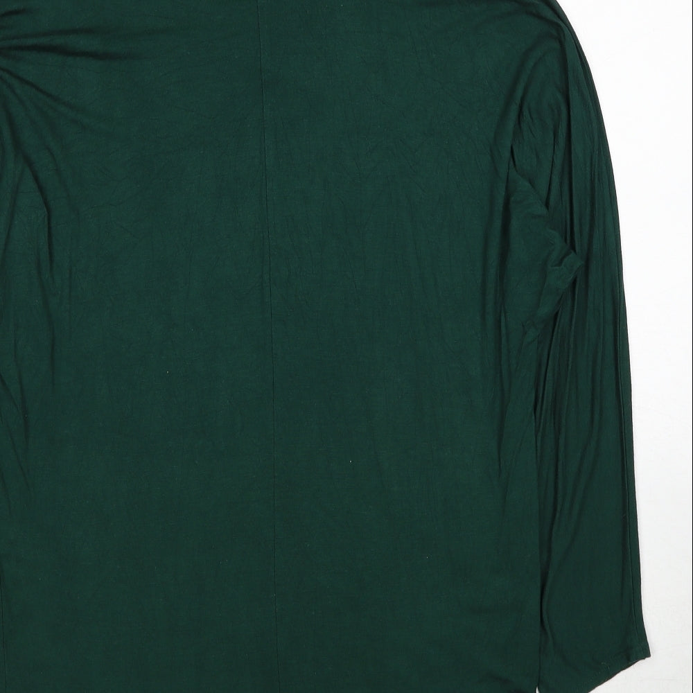 Boohoo Womens Green Viscose Basic Blouse Size S V-Neck