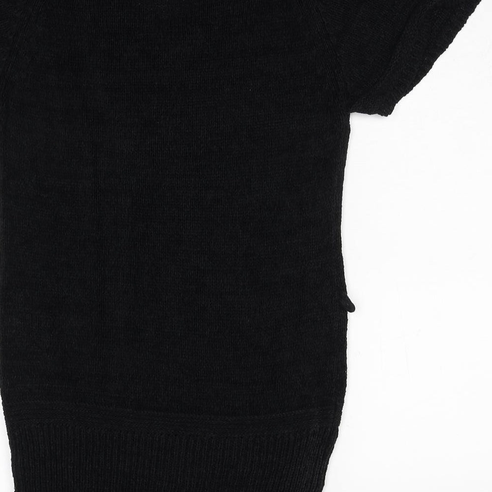 TU Womens Black V-Neck Acrylic Pullover Jumper Size 14