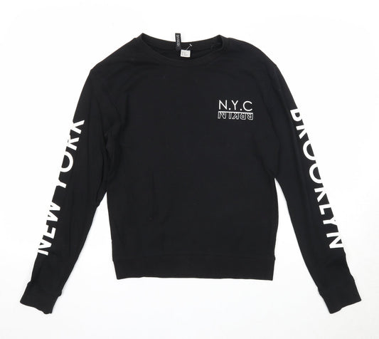 Womens UK Size XS Divided Black Pullover Sweatshirt