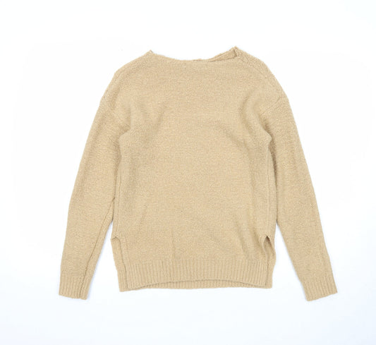 George Womens Beige Round Neck Acrylic Pullover Jumper Size XS