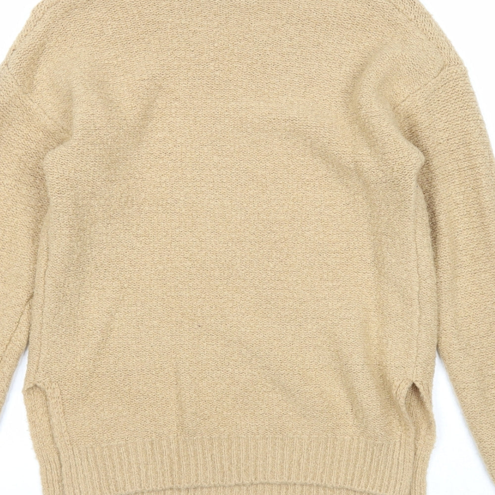 George Womens Beige Round Neck Acrylic Pullover Jumper Size XS