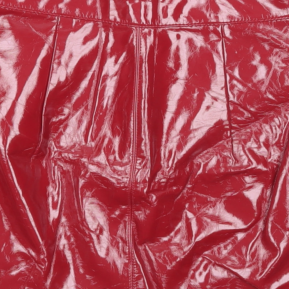 FOREVER 21 Womens Red Polyester A-Line Skirt Size S Zip