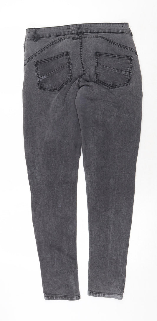 Select Womens Grey Cotton Skinny Jeans Size 10 Regular Zip