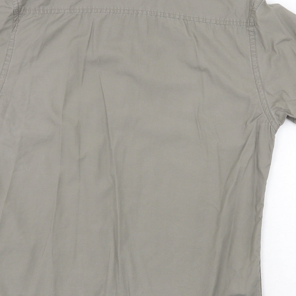 Mens UK Size M New Look Grey Button-Up Short Sleeve Casual Shirt