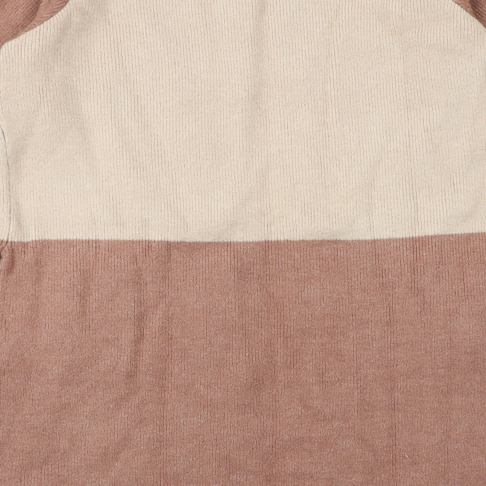 Cotton Traders Womens Pink V-Neck Geometric Cotton Cardigan Jumper Size 12