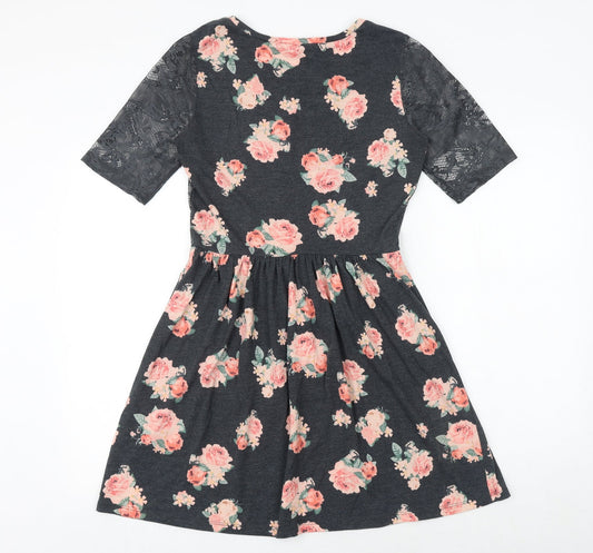 George Womens Multicoloured Floral Cotton Fit & Flare Size 10 Round Neck Pullover