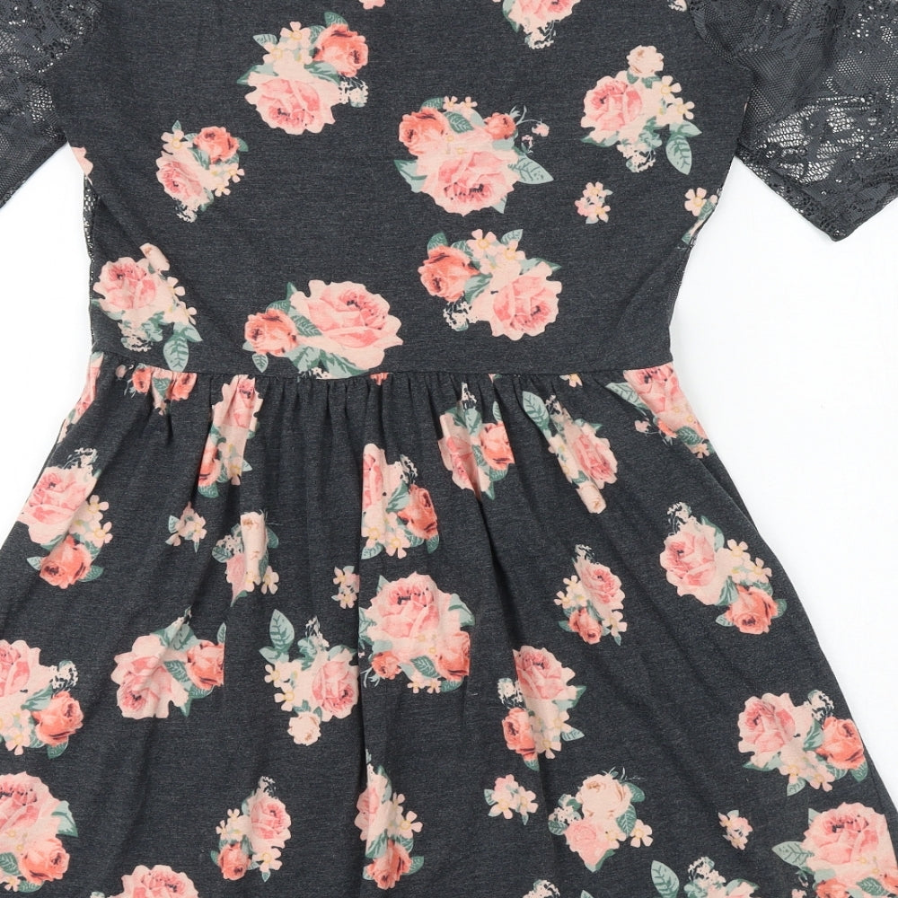 George Womens Multicoloured Floral Cotton Fit & Flare Size 10 Round Neck Pullover