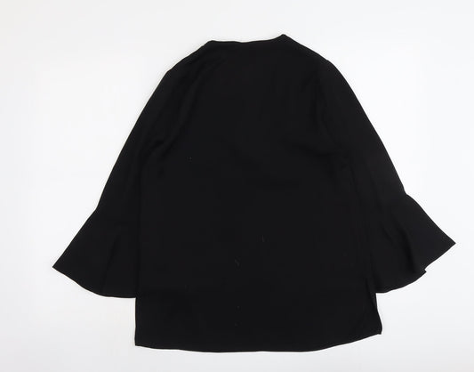 Papaya Womens Black Polyester Basic Blouse Size 10 Round Neck