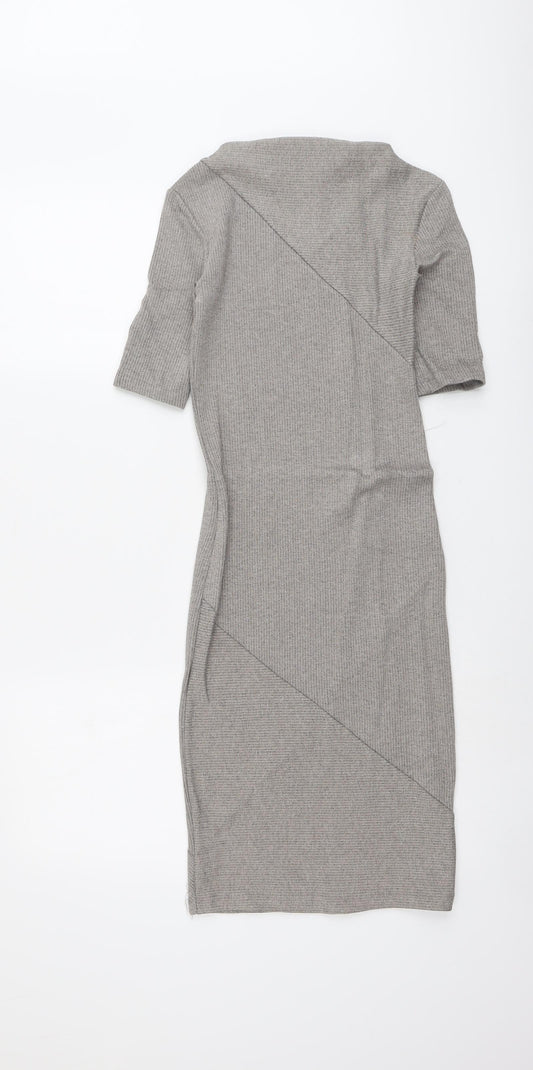 H&M Womens Grey Viscose A-Line Size 6 Boat Neck Pullover