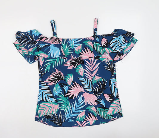 George Womens Multicoloured Floral Polyester Basic Blouse Size 8 Square Neck