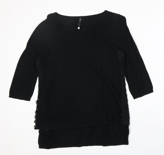Woolworths Womens Black Round Neck Cotton Pullover Jumper Size M
