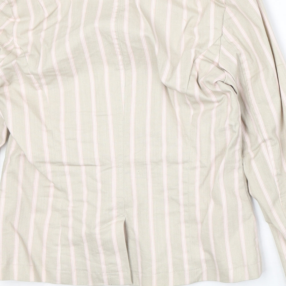 NEXT Womens Beige Striped Cotton Jacket Blazer Size 10