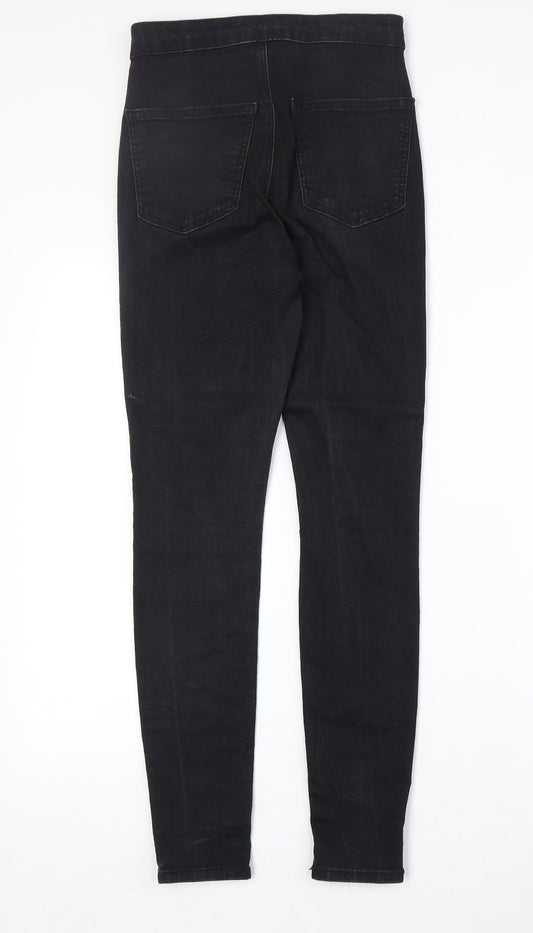 Topshop Womens Black Cotton Skinny Jeans Size 28 in Regular Zip