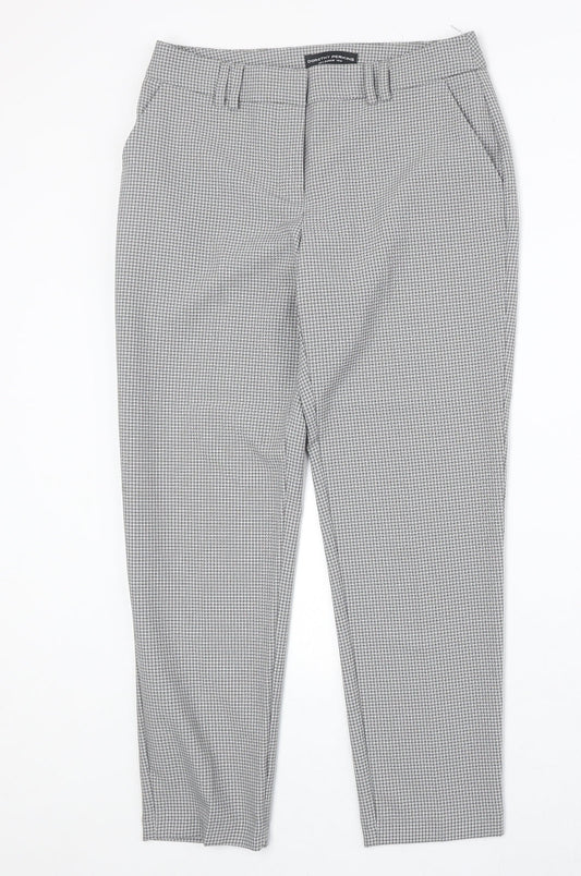 Dorothy Perkins Womens Grey Geometric Polyester Chino Trousers Size 8 Regular Zip