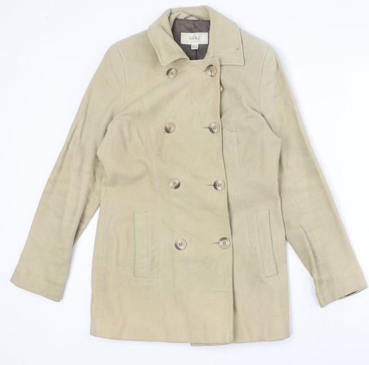 NEXT Womens Beige Pea Coat Coat Size 8 Button