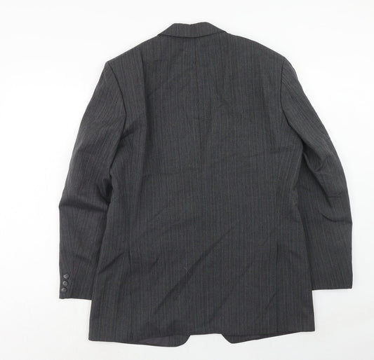 Marks and Spencer Mens Grey Striped Polyester Jacket Suit Jacket Size 40 Regular