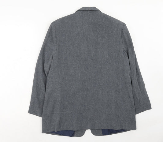Essentials Womens Blue Polyester Jacket Blazer Size 18