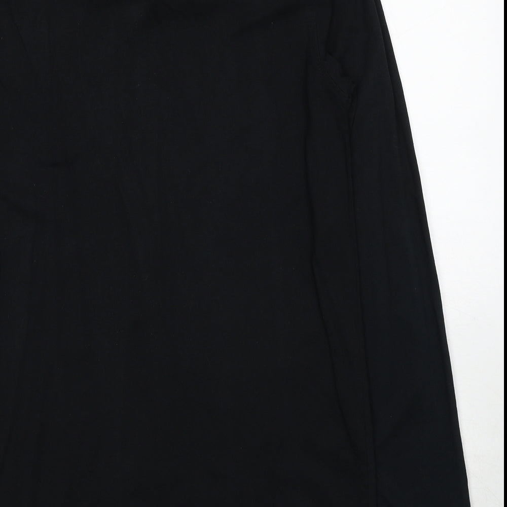 Rouge Justice Womens Black Cotton Basic Blouse Size M Round Neck - Scarf Neck Detail