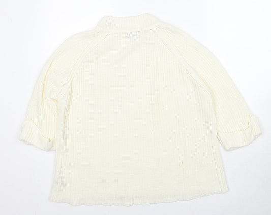 F&F Womens Ivory Mock Neck Acrylic Pullover Jumper Size 14
