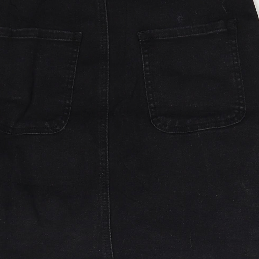 Boohoo Womens Black Cotton A-Line Skirt Size 8 Zip