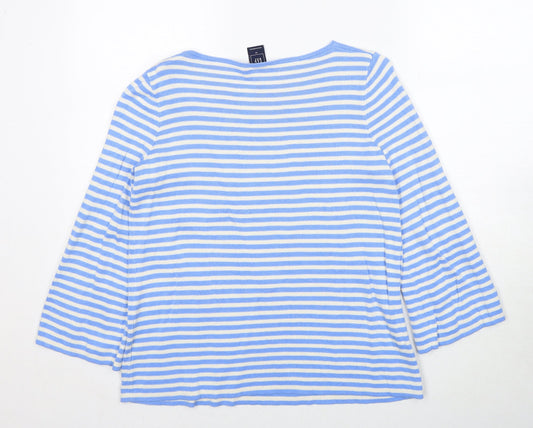 Gap Womens Blue Round Neck Striped Polyester Pullover Jumper Size XS