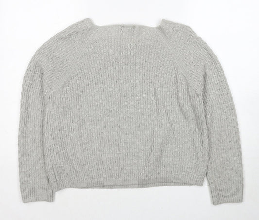 F&F Womens Grey Round Neck Acrylic Pullover Jumper Size 12