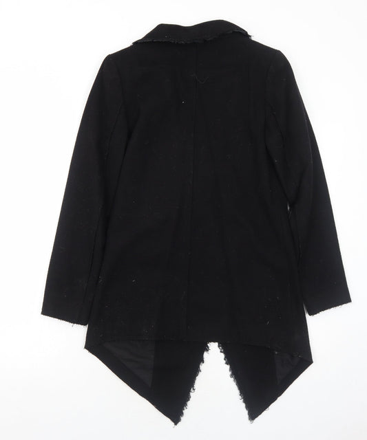 H&M Womens Black Overcoat Coat Size 10 Button