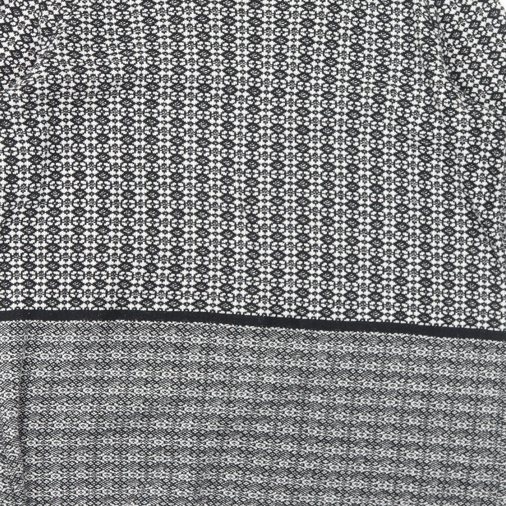 F&F Womens Black V-Neck Geometric Cotton Cardigan Jumper Size 14