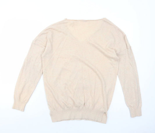 Damart Womens Pink V-Neck Nylon Pullover Jumper Size 10