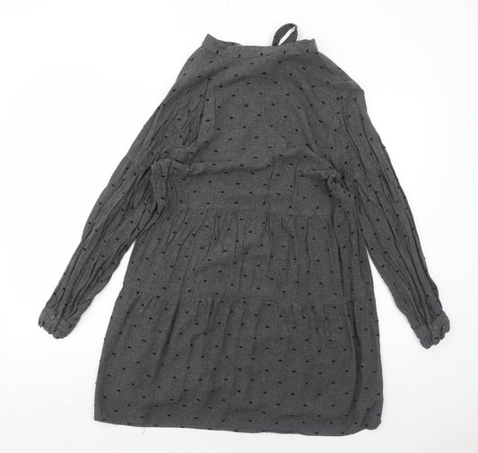 Zara Womens Grey Polka Dot Viscose A-Line Size S V-Neck Pullover