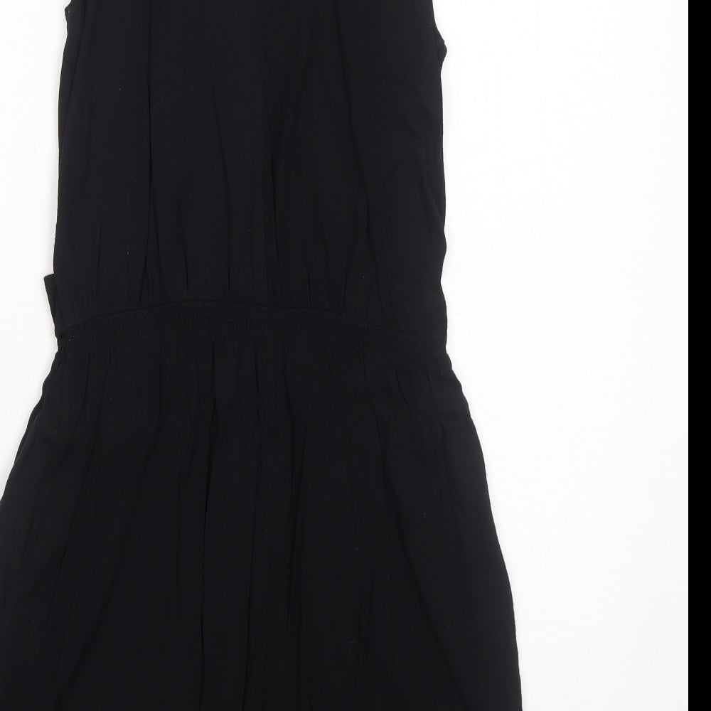 H&M Womens Black Viscose Playsuit One-Piece Size S Pullover - Wrap Front Detail