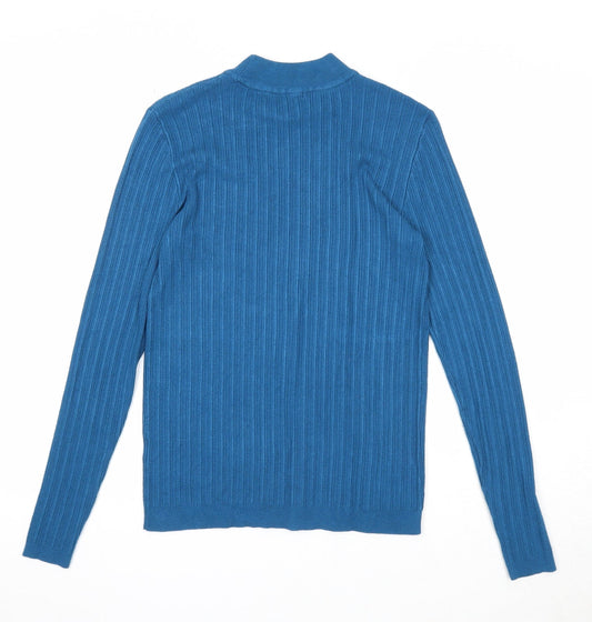 TU Womens Blue Mock Neck Viscose Pullover Jumper Size 10