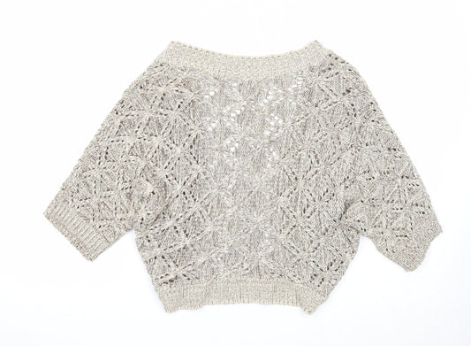 Look Womens Beige V-Neck Cotton Cardigan Jumper Size 12