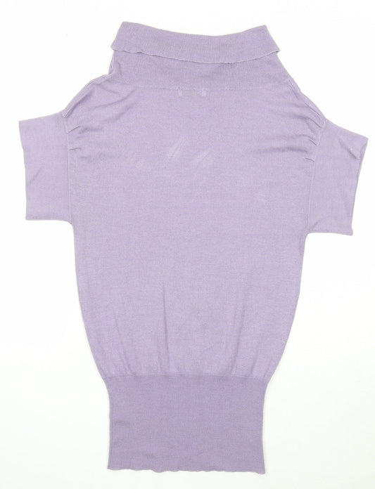 Look Womens Purple Cowl Neck Acrylic Pullover Jumper Size 8