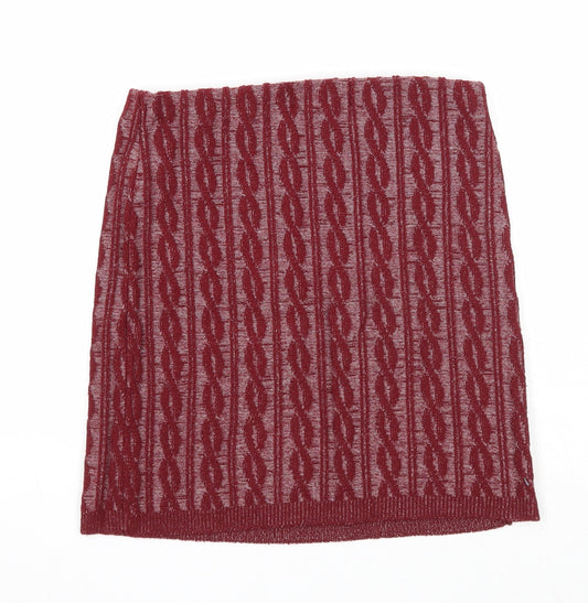 Boohoo Womens Red Geometric Acrylic A-Line Skirt Size M