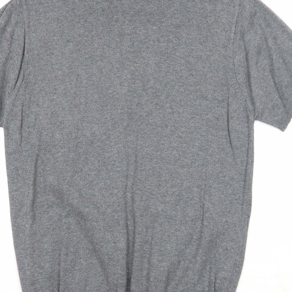 RV38 Mens Grey Cotton Polo Size M Collared Button