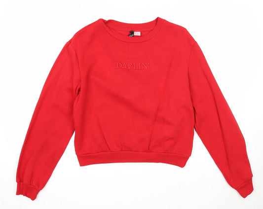 Womens UK Size S Divided Red Pullover Sweatshirt