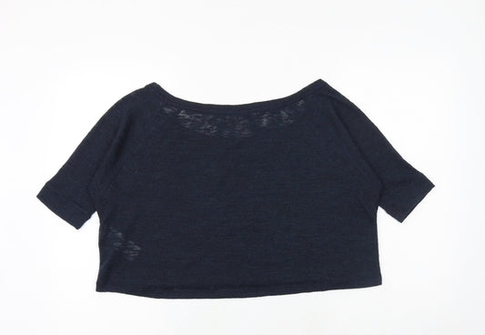 Womens UK Size M Hollister Blue Cropped T-Shirt