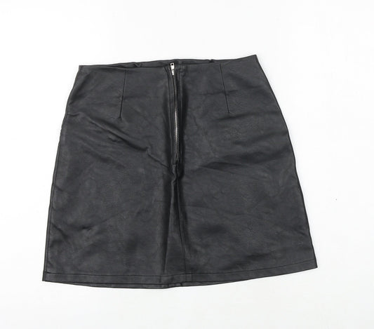 Primark Womens Black Polyester A-Line Skirt Size 8 Zip