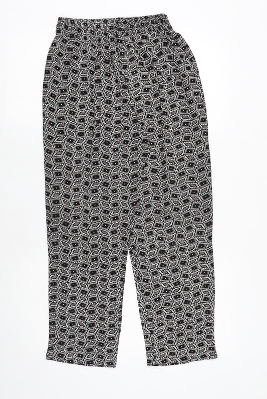 Womens UK Size S Preworn Regular Fit Black Trousers