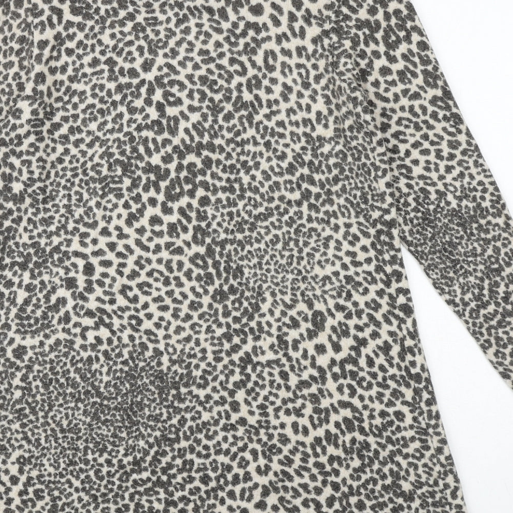 George Womens Brown Round Neck Animal Print Viscose Pullover Jumper Size 8 - Leopard Pattern