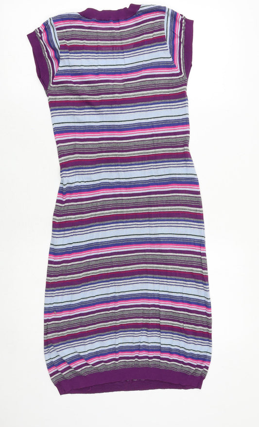 Phase Eight Womens Multicoloured Striped Polyester A-Line Size 10 V-Neck Pullover