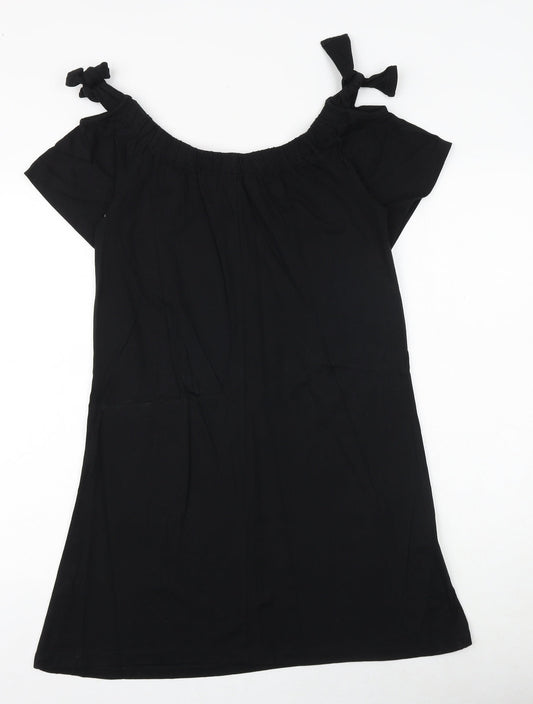 Papaya Womens Black 100% Cotton A-Line Size S Round Neck Pullover