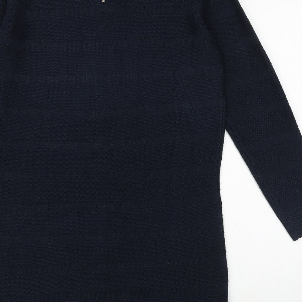TU Womens Blue Acrylic Jumper Dress Size 10 Round Neck Zip