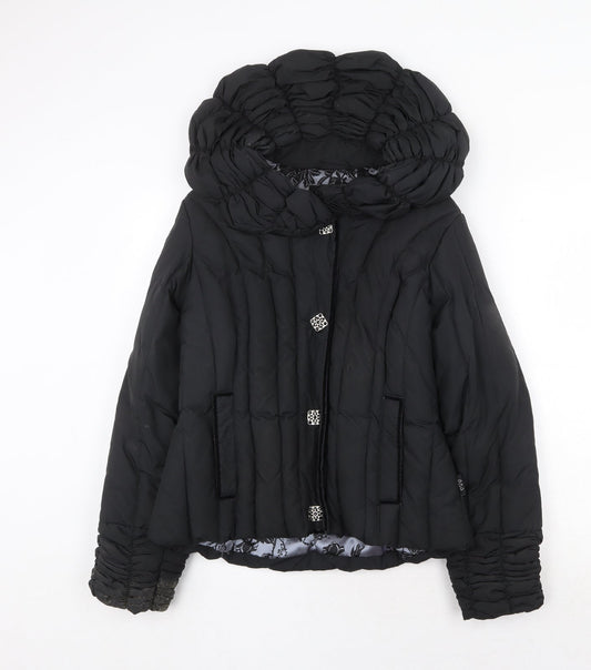 Womens UK Size S Per Una Black Quilted Coat