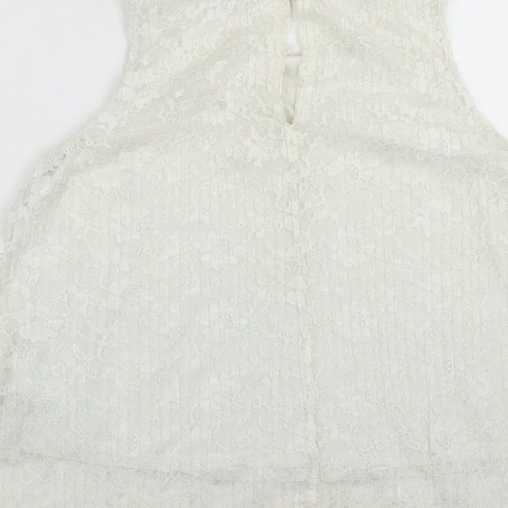 Womens UK Size S H&M Ivory Basic Tank