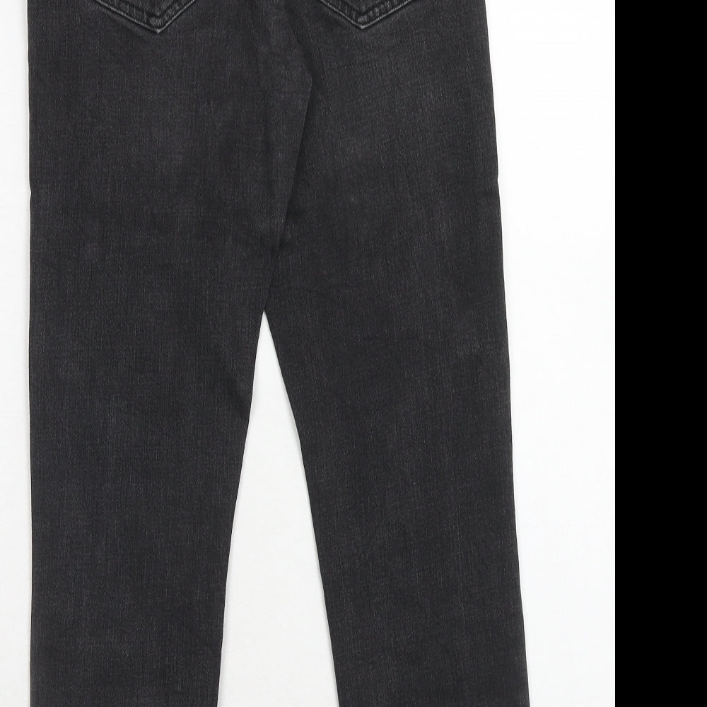 Topshop Womens Black Cotton Straight Jeans Size 25 in L28 in Regular Zip