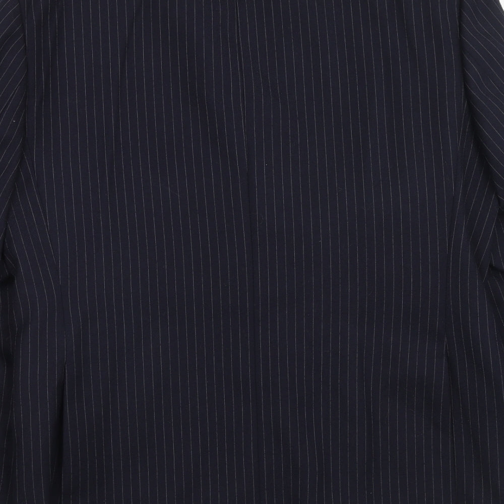 Vertek Mens Blue Striped Polyester Jacket Suit Jacket Size 40 Regular
