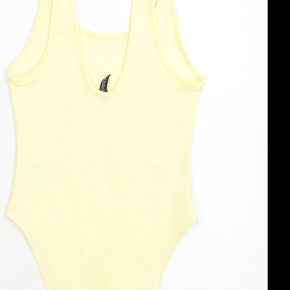 H&M Womens Yellow Polyester Bodysuit One-Piece Size S Snap